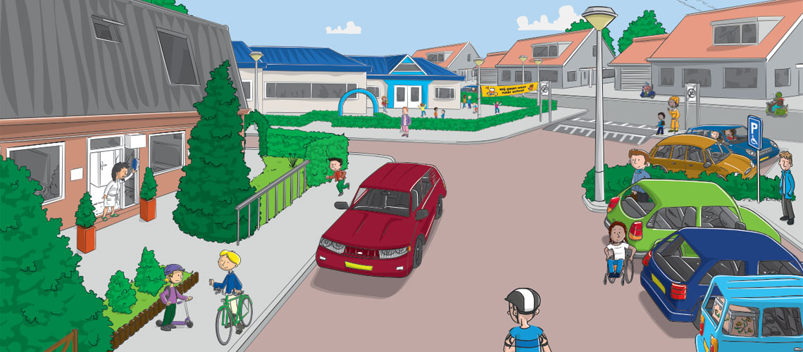 Verkeersplaat Een nieuwe school, ga naar de verkeersplaat